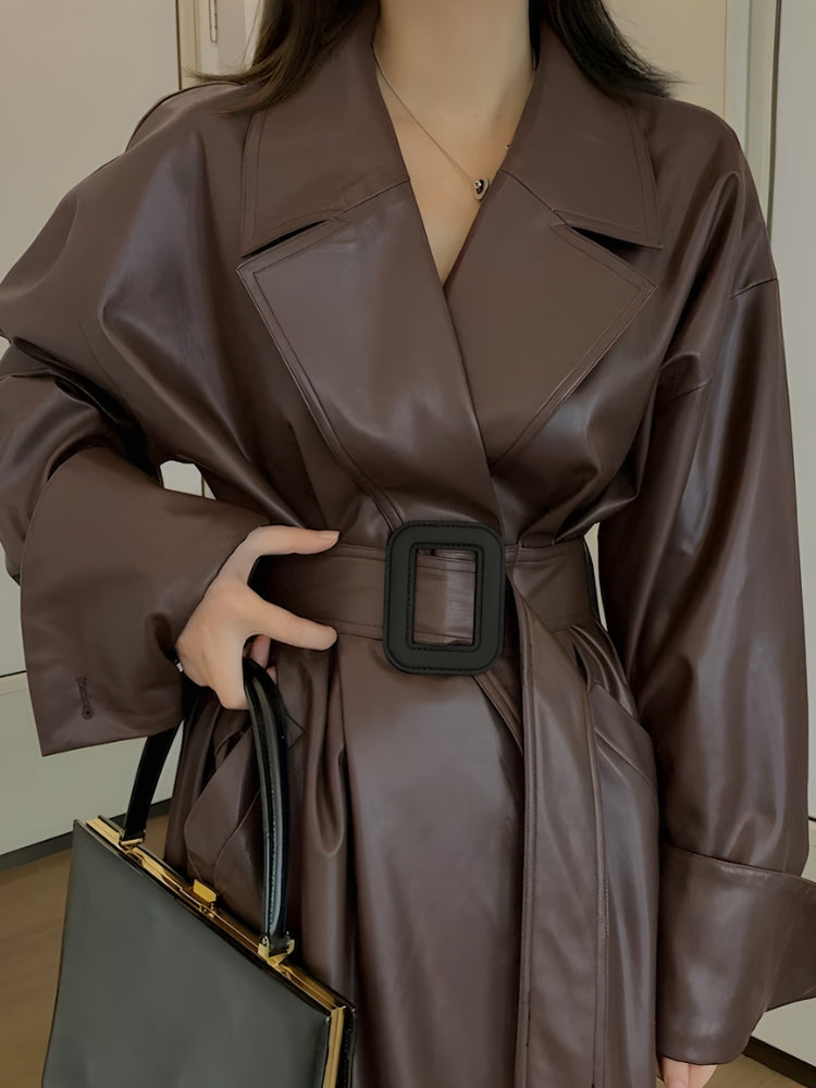 Style Core Aesthetics, New Style Trends - Belted Faux Leather Coat Style Core Aesthetics, New Style Trends - Belted Faux Leather Coat