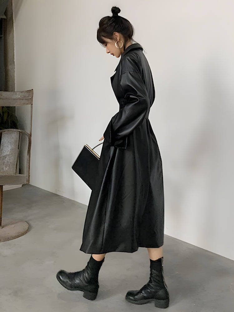 Style Core Aesthetics, New Style Trends - Belted Faux Leather Coat Style Core Aesthetics, New Style Trends - Belted Faux Leather Coat