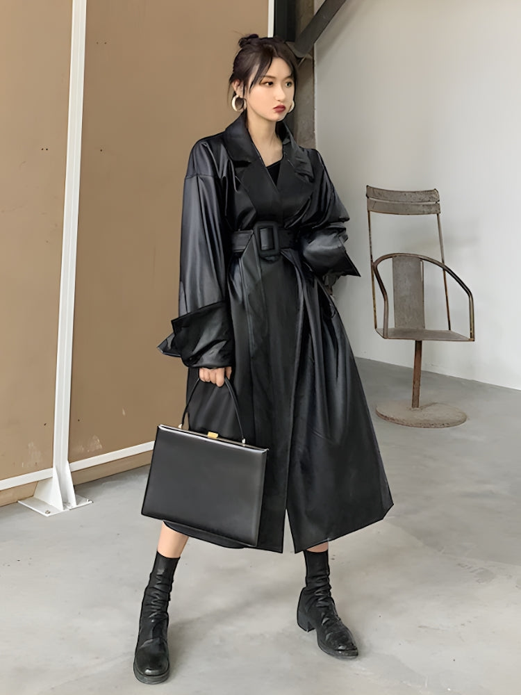 Style Core Aesthetics, New Style Trends - Belted Faux Leather Coat Style Core Aesthetics, New Style Trends - Belted Faux Leather Coat