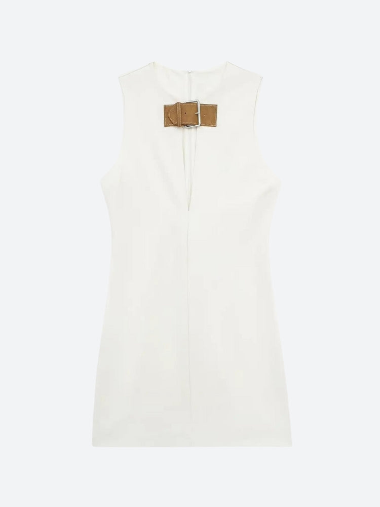 Style Core Aesthetics, New Style Trends - Belted Plunge Neck Mini Dress Style Core Aesthetics, New Style Trends - Belted Plunge Neck Mini Dress