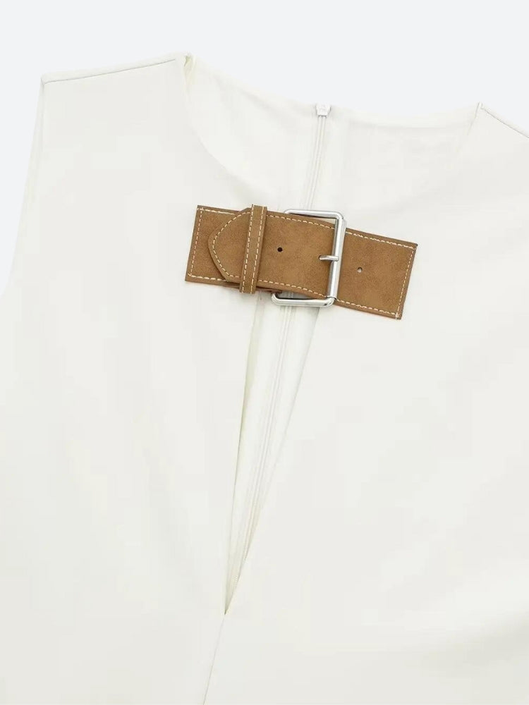 Style Core Aesthetics, New Style Trends - Belted Plunge Neck Mini Dress Style Core Aesthetics, New Style Trends - Belted Plunge Neck Mini Dress