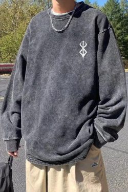 Style Core Aesthetics, New Style Trends - Berserk Printed Distressed Unisex Sweatshirt