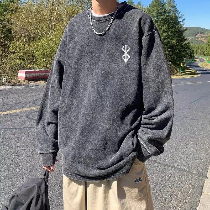 Style Core Aesthetics, New Style Trends - Berserk Printed Distressed Unisex Sweatshirt Style Core Aesthetics, New Style Trends - Berserk Printed Distressed Unisex Sweatshirt