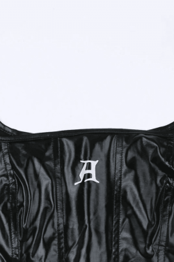 Style Core Aesthetics, New Style Trends - Black Pu Leather Cropped Tank Top