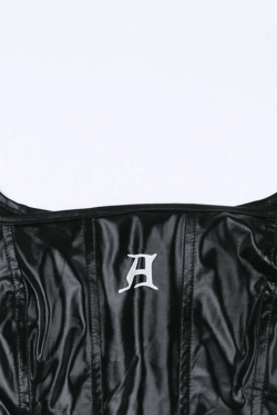 Style Core Aesthetics, New Style Trends - Black Pu Leather Cropped Tank Top