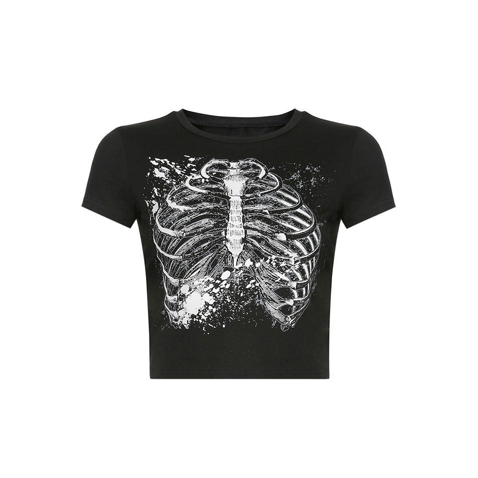 Style Core Aesthetics, New Style Trends - Black Skeleton Crop Top Style Core Aesthetics, New Style Trends - Black Skeleton Crop Top