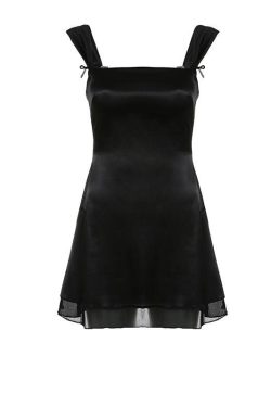 Style Core Aesthetics, New Style Trends - Black Tie Fastening Mini Dress