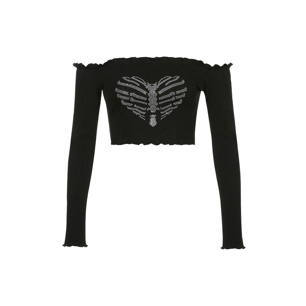 Style Core Aesthetics, New Style Trends - Bones Rhinestone Bardot Top Style Core Aesthetics, New Style Trends - Bones Rhinestone Bardot Top