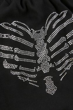 Style Core Aesthetics, New Style Trends - Bones Rhinestone Bardot Top