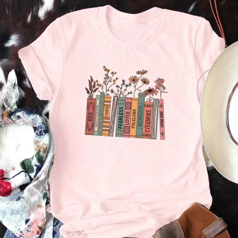 Style Core Aesthetics, New Style Trends - Books & Flowers Tee Style Core Aesthetics, New Style Trends - Books & Flowers Tee