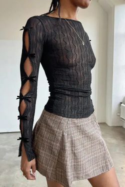 Style Core Aesthetics, New Style Trends - Bow Sleeve Sheer Top