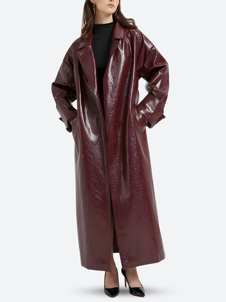 Style Core Aesthetics, New Style Trends - Burgundy Faux Leather Coat Style Core Aesthetics, New Style Trends - Burgundy Faux Leather Coat