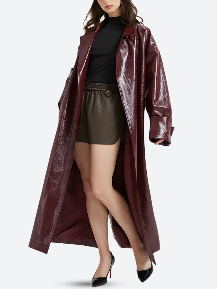 Style Core Aesthetics, New Style Trends - Burgundy Faux Leather Coat Style Core Aesthetics, New Style Trends - Burgundy Faux Leather Coat