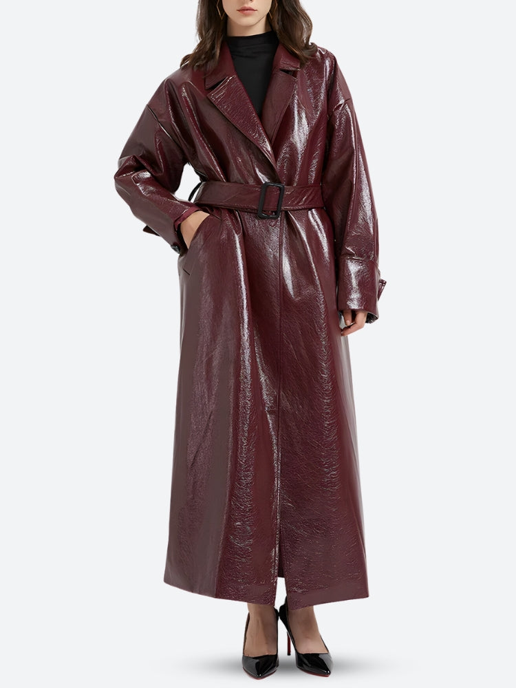 Style Core Aesthetics, New Style Trends - Burgundy Faux Leather Coat Style Core Aesthetics, New Style Trends - Burgundy Faux Leather Coat