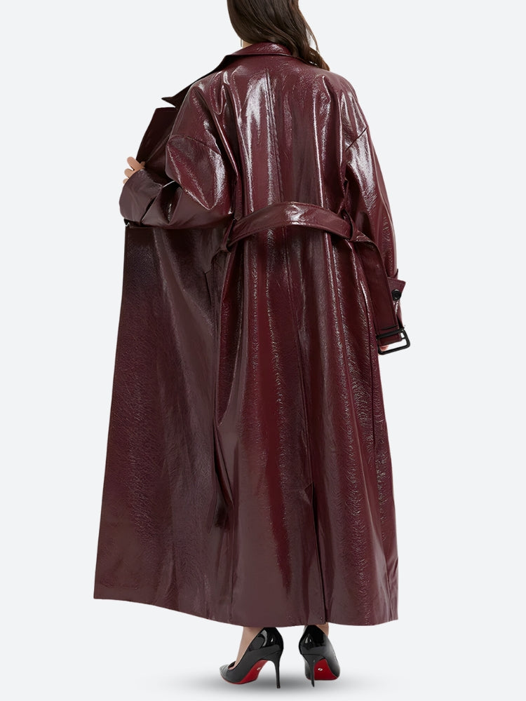 Style Core Aesthetics, New Style Trends - Burgundy Faux Leather Coat Style Core Aesthetics, New Style Trends - Burgundy Faux Leather Coat