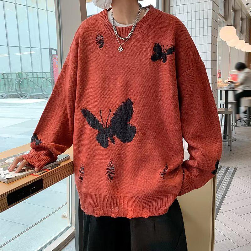 Style Core Aesthetics, New Style Trends - Butterfly Distressed Knitted Sweater Style Core Aesthetics, New Style Trends - Butterfly Distressed Knitted Sweater