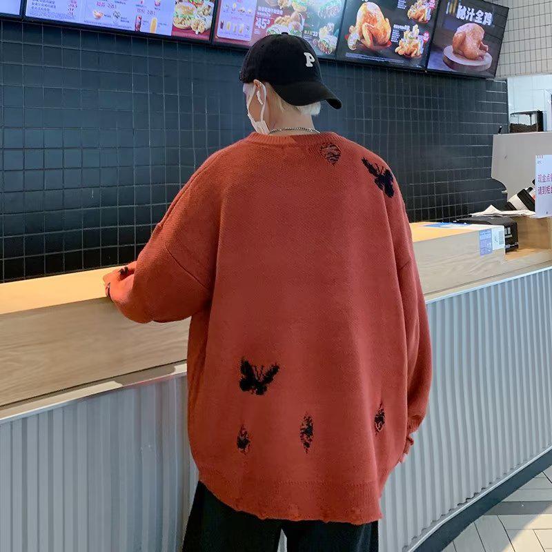 Style Core Aesthetics, New Style Trends - Butterfly Distressed Knitted Sweater Style Core Aesthetics, New Style Trends - Butterfly Distressed Knitted Sweater