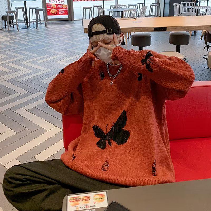 Style Core Aesthetics, New Style Trends - Butterfly Distressed Knitted Sweater Style Core Aesthetics, New Style Trends - Butterfly Distressed Knitted Sweater