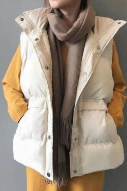 Style Core Aesthetics, New Style Trends - Buttoned Sleeveless Padded Down Jacket