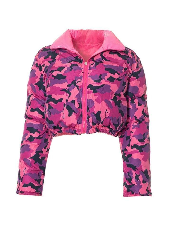 Style Core Aesthetics, New Style Trends - Camouflage Print Lapel Neck Zip Up Jacket Style Core Aesthetics, New Style Trends - Camouflage Print Lapel Neck Zip Up Jacket