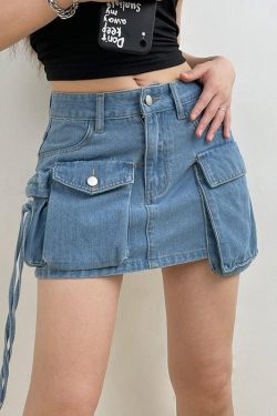 Style Core Aesthetics, New Style Trends - Cargo Denim Mini Skirt