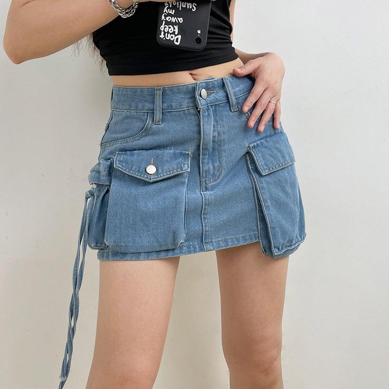 Style Core Aesthetics, New Style Trends - Cargo Denim Mini Skirt Style Core Aesthetics, New Style Trends - Cargo Denim Mini Skirt
