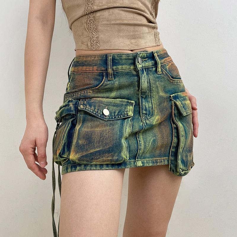 Style Core Aesthetics, New Style Trends - Cargo Denim Mini Skirt Style Core Aesthetics, New Style Trends - Cargo Denim Mini Skirt