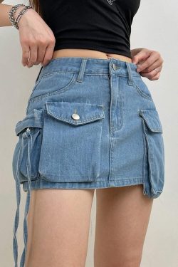 Style Core Aesthetics, New Style Trends - Cargo Denim Mini Skirt