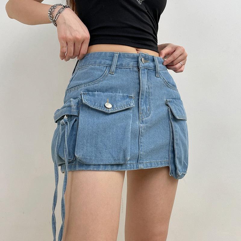 Style Core Aesthetics, New Style Trends - Cargo Denim Mini Skirt Style Core Aesthetics, New Style Trends - Cargo Denim Mini Skirt