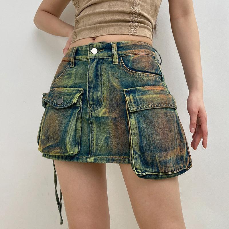 Style Core Aesthetics, New Style Trends - Cargo Denim Mini Skirt Style Core Aesthetics, New Style Trends - Cargo Denim Mini Skirt