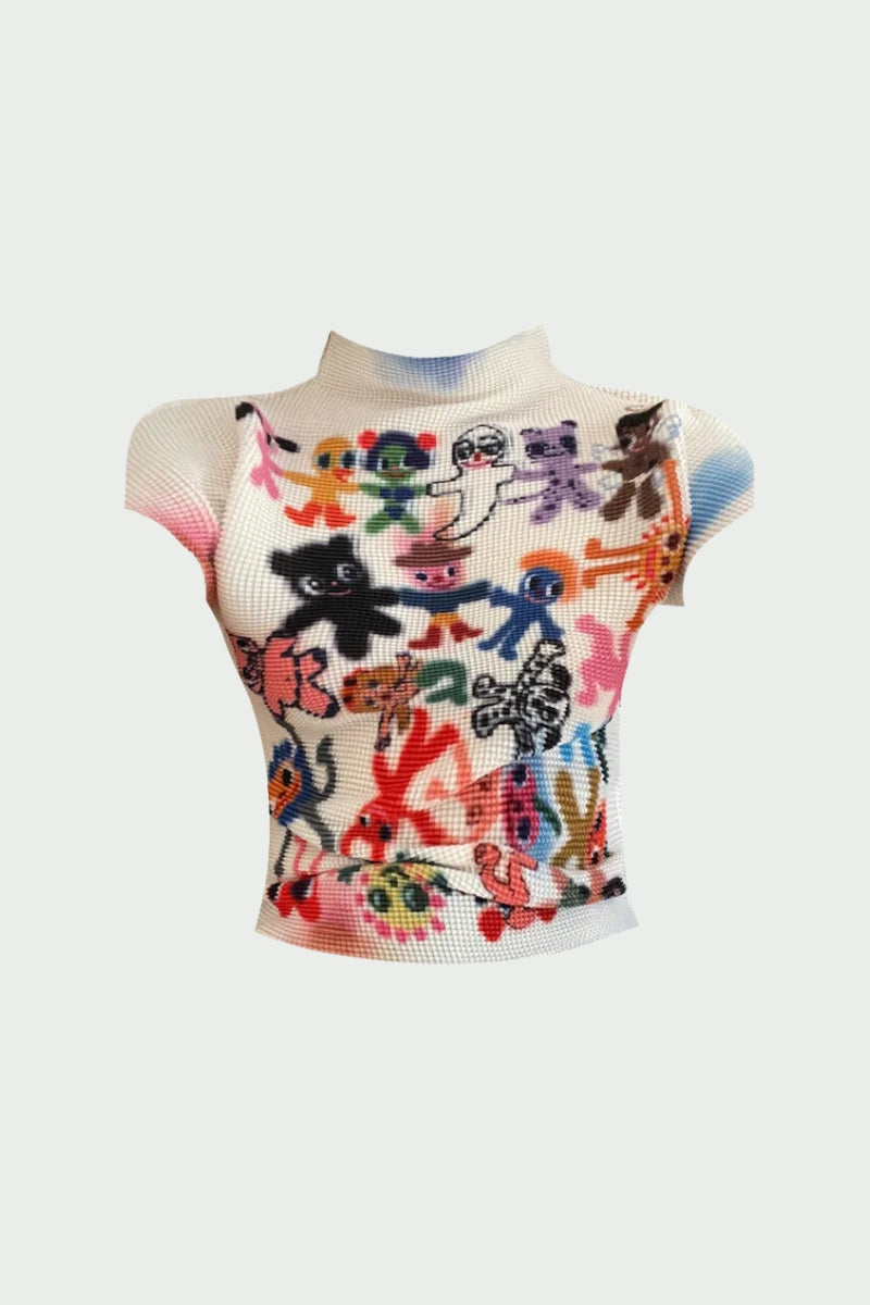 Style Core Aesthetics, New Style Trends - Cartoon Figures Printed Top Style Core Aesthetics, New Style Trends - Cartoon Figures Printed Top