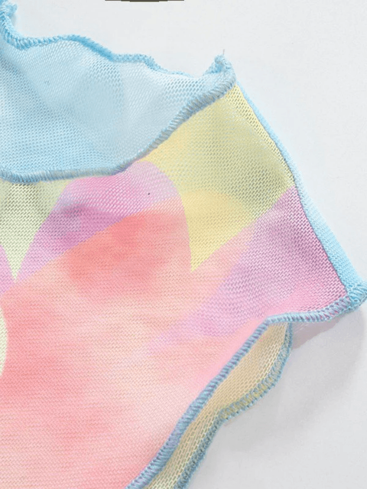 Style Core Aesthetics, New Style Trends - Cartoon Print Mesh Tank Top Style Core Aesthetics, New Style Trends - Cartoon Print Mesh Tank Top