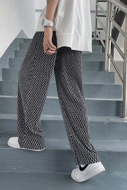 Style Core Aesthetics, New Style Trends - Casual Plaid Ice Silk Pants