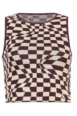 Style Core Aesthetics, New Style Trends - Checkered Print Crop Tank Top