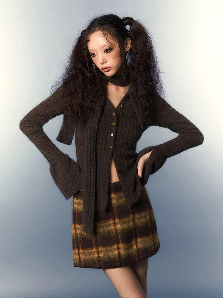 Style Core Aesthetics, New Style Trends - Chelsea Collar Scarf Tie Knitted Cardigan Style Core Aesthetics, New Style Trends - Chelsea Collar Scarf Tie Knitted Cardigan