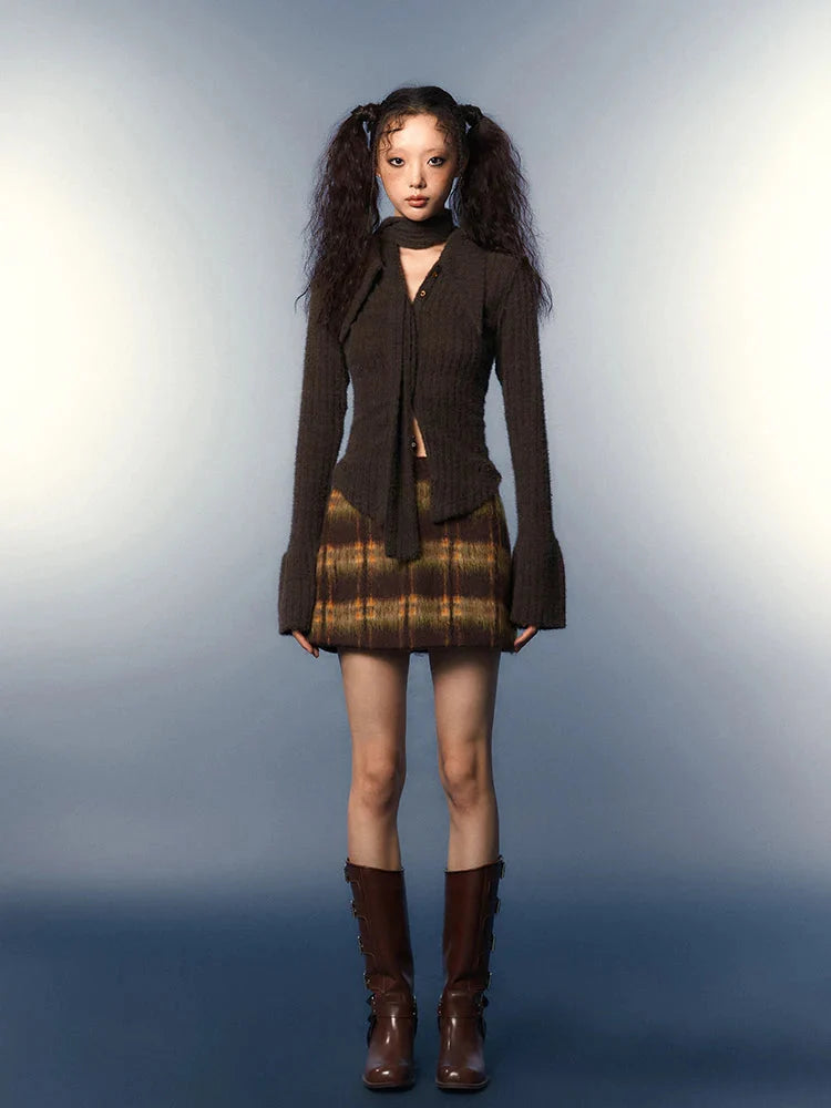 Style Core Aesthetics, New Style Trends - Chelsea Collar Scarf Tie Knitted Cardigan Style Core Aesthetics, New Style Trends - Chelsea Collar Scarf Tie Knitted Cardigan