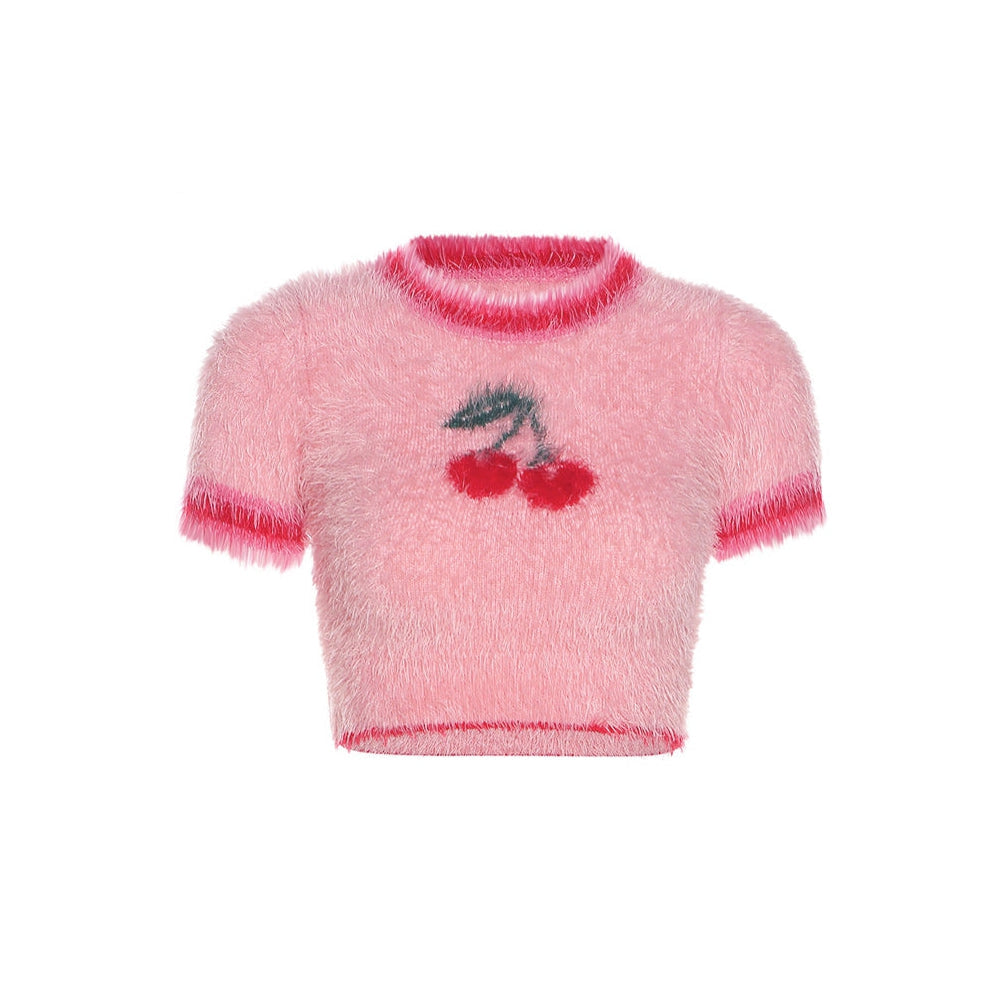 Style Core Aesthetics, New Style Trends - Cherry Fuzzy Crop Top Style Core Aesthetics, New Style Trends - Cherry Fuzzy Crop Top