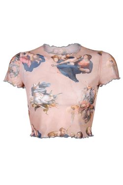 Style Core Aesthetics, New Style Trends - Cherub Print Crop Top