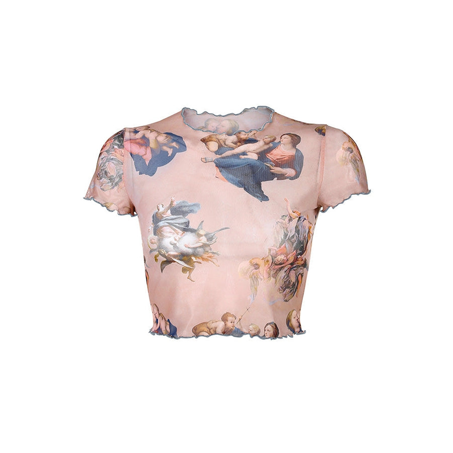 Style Core Aesthetics, New Style Trends - Cherub Print Crop Top Style Core Aesthetics, New Style Trends - Cherub Print Crop Top