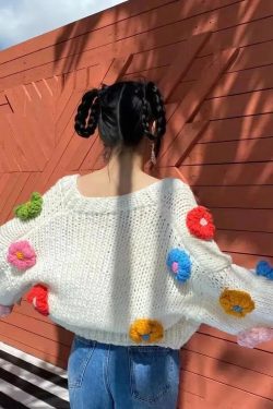 Style Core Aesthetics, New Style Trends - Chunky Colorful Floral Cardigan