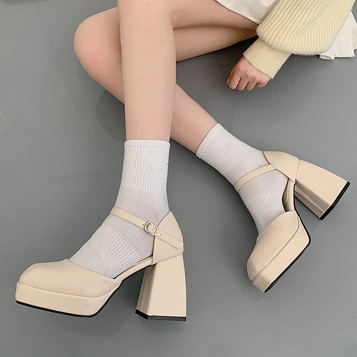 Style Core Aesthetics, New Style Trends - Coffee Cream Platform Heels Style Core Aesthetics, New Style Trends - Coffee Cream Platform Heels