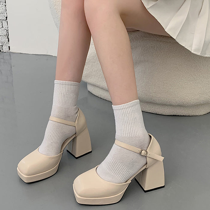 Style Core Aesthetics, New Style Trends - Coffee Cream Platform Heels Style Core Aesthetics, New Style Trends - Coffee Cream Platform Heels