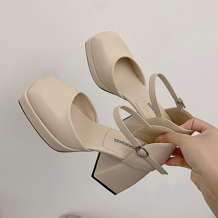 Style Core Aesthetics, New Style Trends - Coffee Cream Platform Heels Style Core Aesthetics, New Style Trends - Coffee Cream Platform Heels