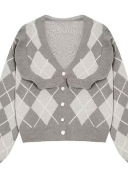 Style Core Aesthetics, New Style Trends - Coffee Time Argyle Cardigan