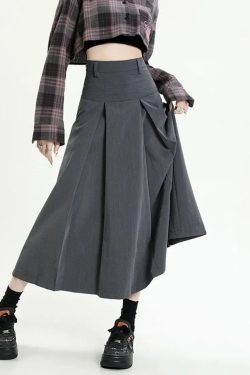 Style Core Aesthetics, New Style Trends - College Girl Pleated A-Line Midi Skirt