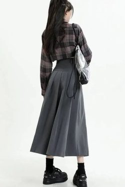 Style Core Aesthetics, New Style Trends - College Girl Pleated A-Line Midi Skirt