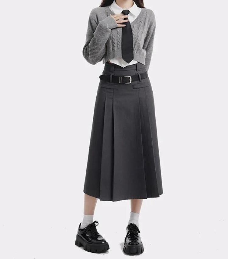 Style Core Aesthetics, New Style Trends - College Girl Pleated Midi Skirt Style Core Aesthetics, New Style Trends - College Girl Pleated Midi Skirt