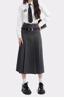 Style Core Aesthetics, New Style Trends - College Girl Pleated Midi Skirt