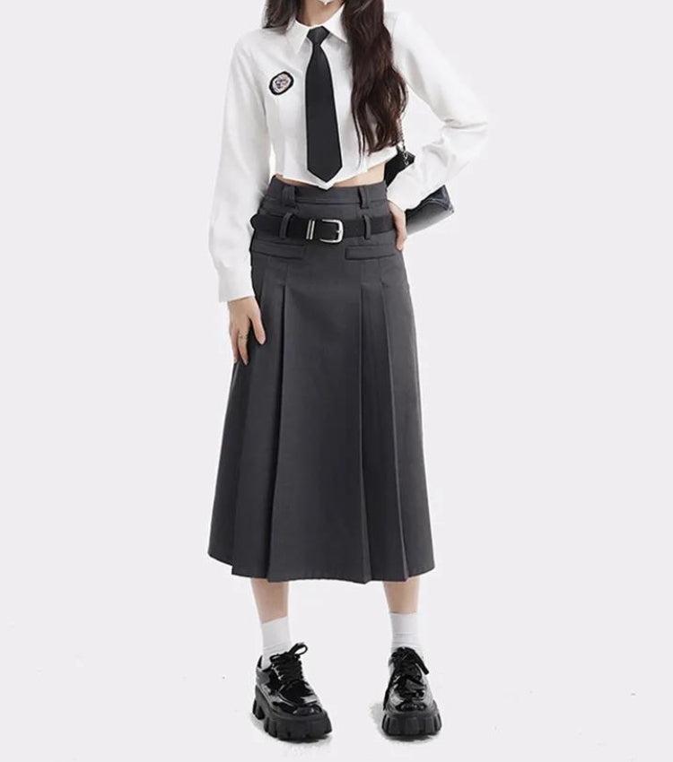 Style Core Aesthetics, New Style Trends - College Girl Pleated Midi Skirt Style Core Aesthetics, New Style Trends - College Girl Pleated Midi Skirt