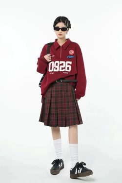 Style Core Aesthetics, New Style Trends - College Style A-Line Skater Midi Skirt